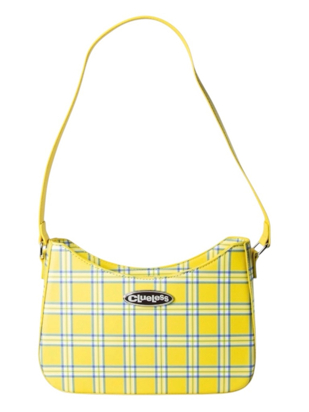 Clueless 90s Movie Retro Plaid Shoulder Bag with Enamel Metal Plaque - NWT